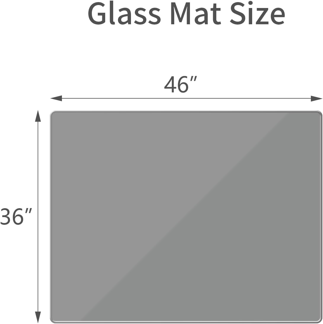 Tempered Glass Floor Mat for Office Chair, 36" x 46" Heavy Duty Hard Office Chair Mat, for Carpeted or Hard Floor, with 4 Anti-Slip Pads, Grey - Image 7