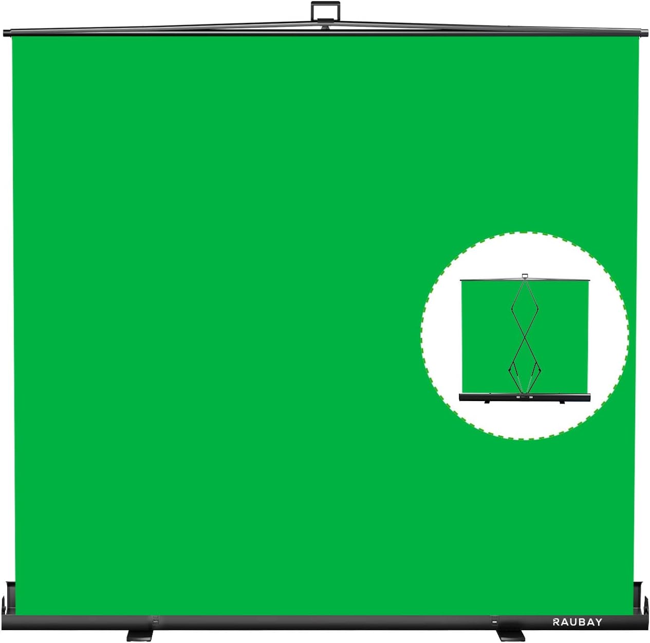 【Wider Style】 RAUBAY 78.7 x 82.7in Large Collapsible Green Screen Backdrop Portable Retractable Chroma Key Panel Photo Background with Stand for Video Conference, Photographic Studio, Streaming