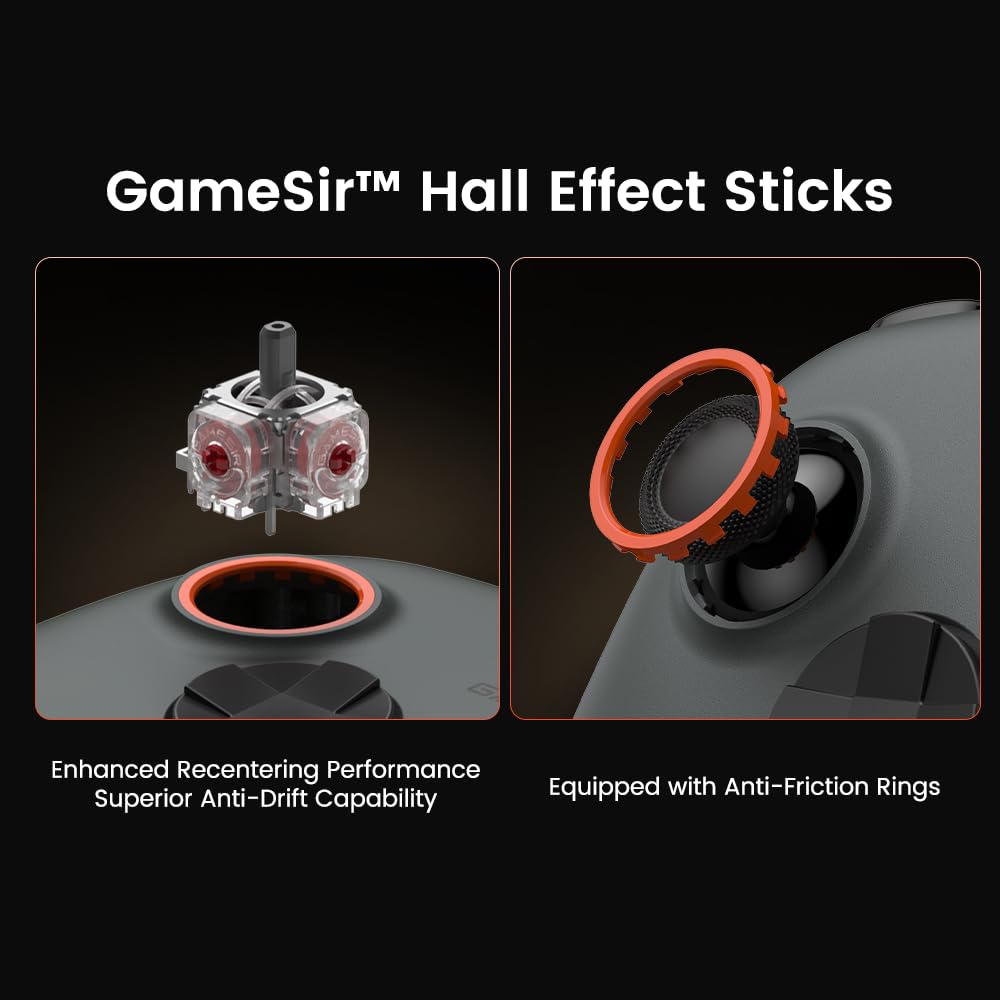 GameSir Nova Lite 2 Wireless PC Controller with Hall Effect Joysticks & Triggers, 2.4G & Wired 1000Hz Polling Rate, Remappable Buttons - Compatible with PC/Switch/Steam/Android (Grey) - Image 4