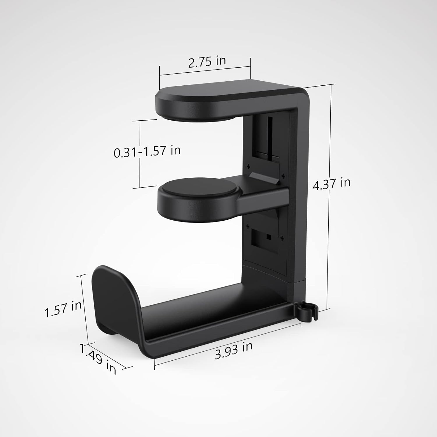 Rotating Headphone Stand - EURPMASK PC Gaming Headset Stand, Adjustable Clamp-on Headphone Holder, Headphone Hanger Hook Under Desk with 360 Degree Swivel&Cable Clip Organizer - Black, 2 Pack - Image 6