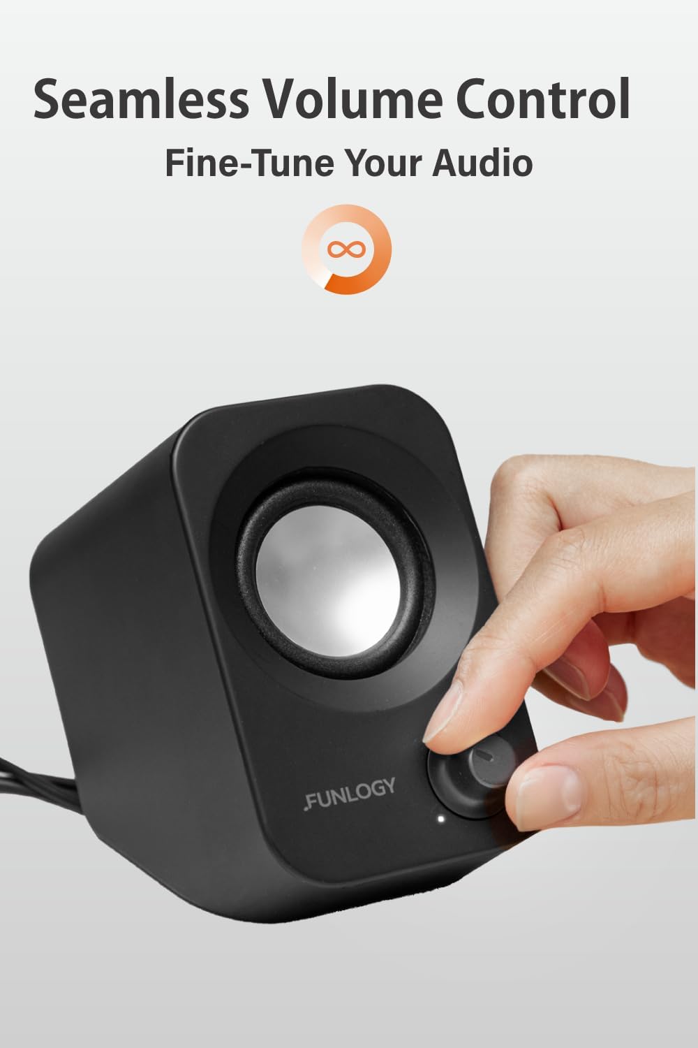 FUNLOGY Speaker - 14W Stereo PC Speakers, USB Powered, Compact Size with 30° Tilt Design, Volume Dial Control, for Desktop, Laptop, Monitor, Gaming Consoles, Black - Image 6