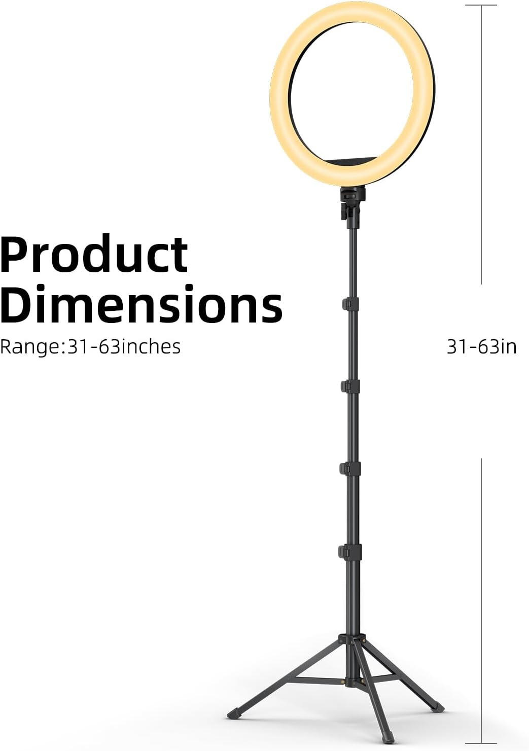 TODI 12" Ring Light with 63" extendable Tripod Stand, Selfie RingLight with Phone Holder and Selfie Remote, 2-in-1 Dimmable LED Ring Light for Makeup, Live Stream, Photography - Image 8