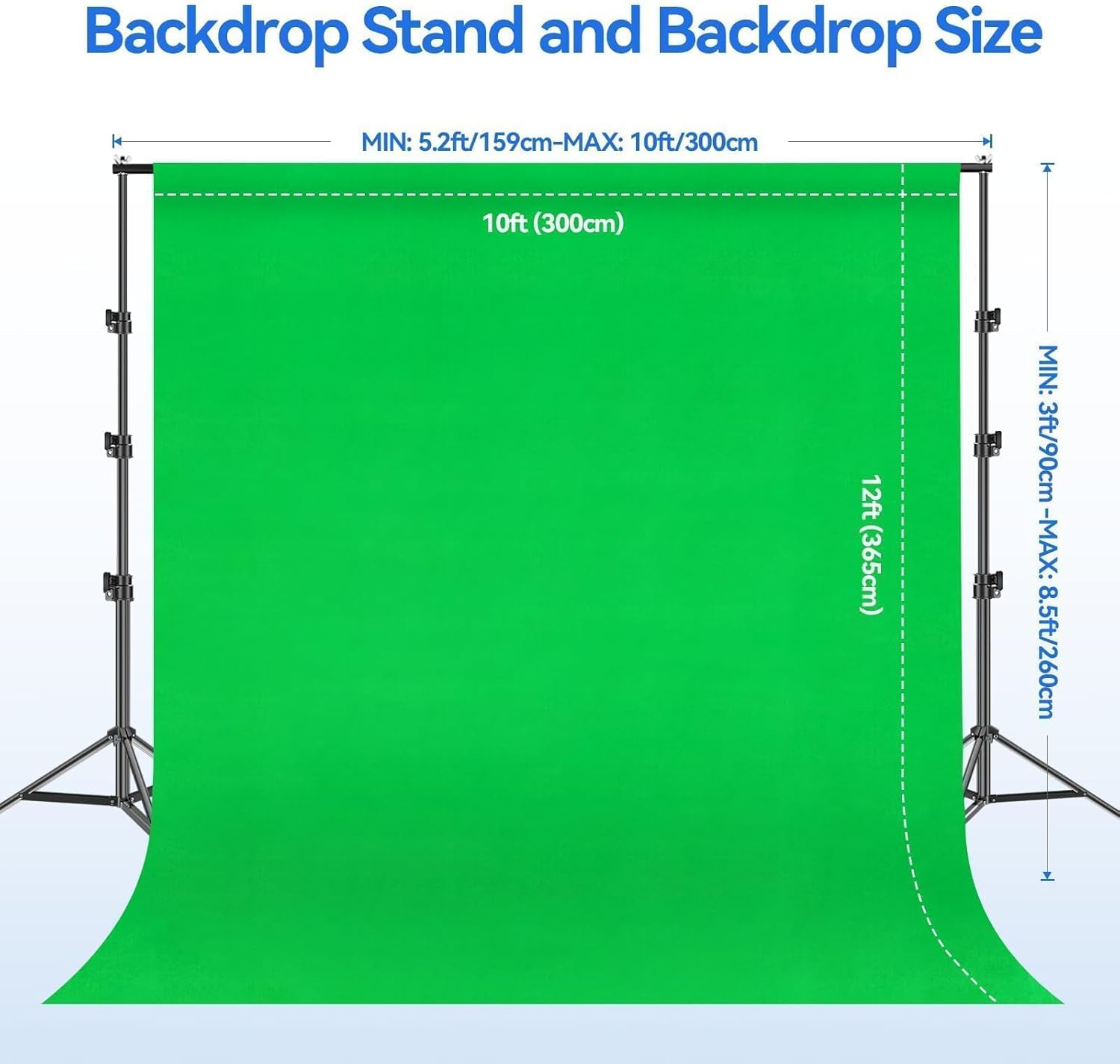 EMART 8.5 x 10ft Green Screen Backdrop Kit with Tripod Stand, Photography Background Support System with 10 x12ft 100% Cotton Muslin Chromakey Backdrop for Photo Studio, Video Shooting, Live Streaming - Image 8