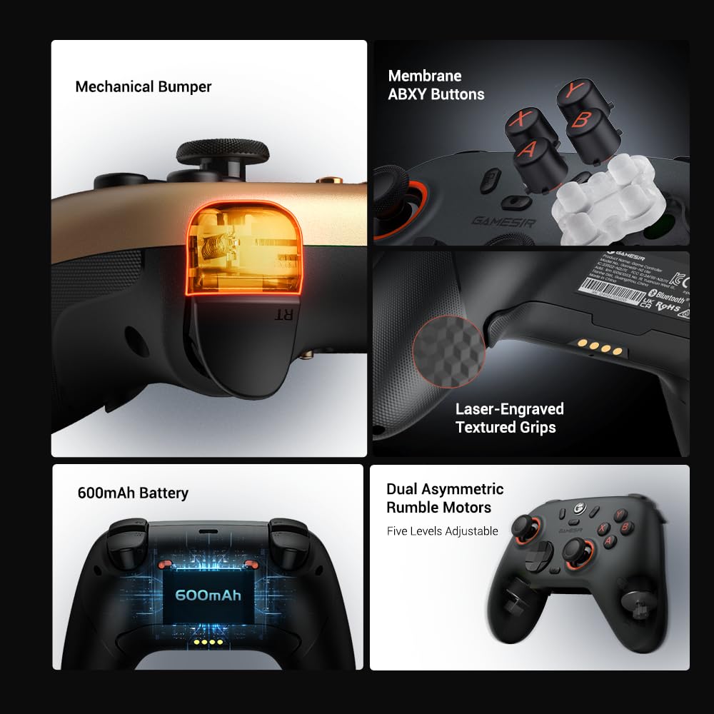GameSir Nova Lite 2 Wireless PC Controller with Hall Effect Joysticks & Triggers, 2.4G & Wired 1000Hz Polling Rate, Remappable Buttons - Compatible with PC/Switch/Steam/Android (Grey) - Image 9