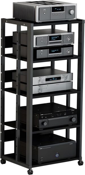 5-Tier AV Media Stand with Wheels, ...