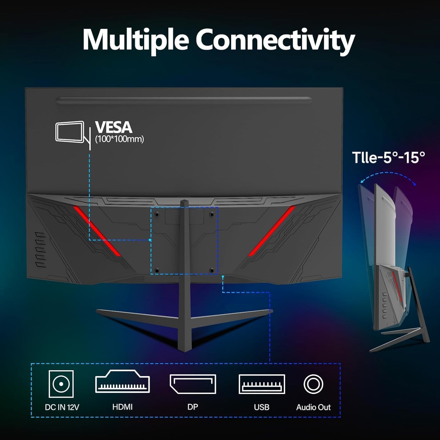 ZZA 27-Inch Curved Computer Monitor,200Hz|180Hz|144Hz Gaming Monitor,FHD 1080P 1800R VA Screen, Monitor 27 inch 100% sRGB, AMD FreeSync,Eye Care,Ultra-Thin,Bezels HDMI & DP Port - Image 6