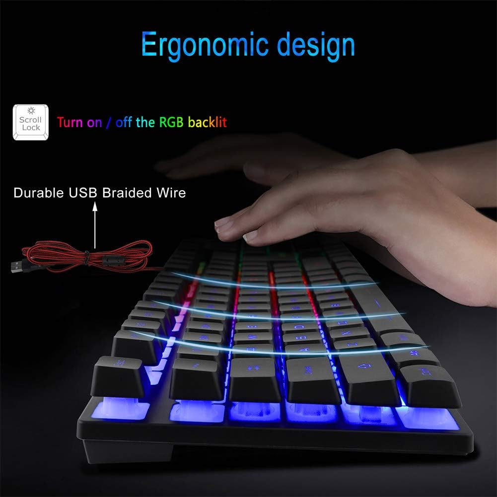 BlueFinger RGB Gaming Keyboard and Backlit Mouse Combo, USB Wired, LED Gaming Set for Laptop PC Computer Game and Work - Image 4