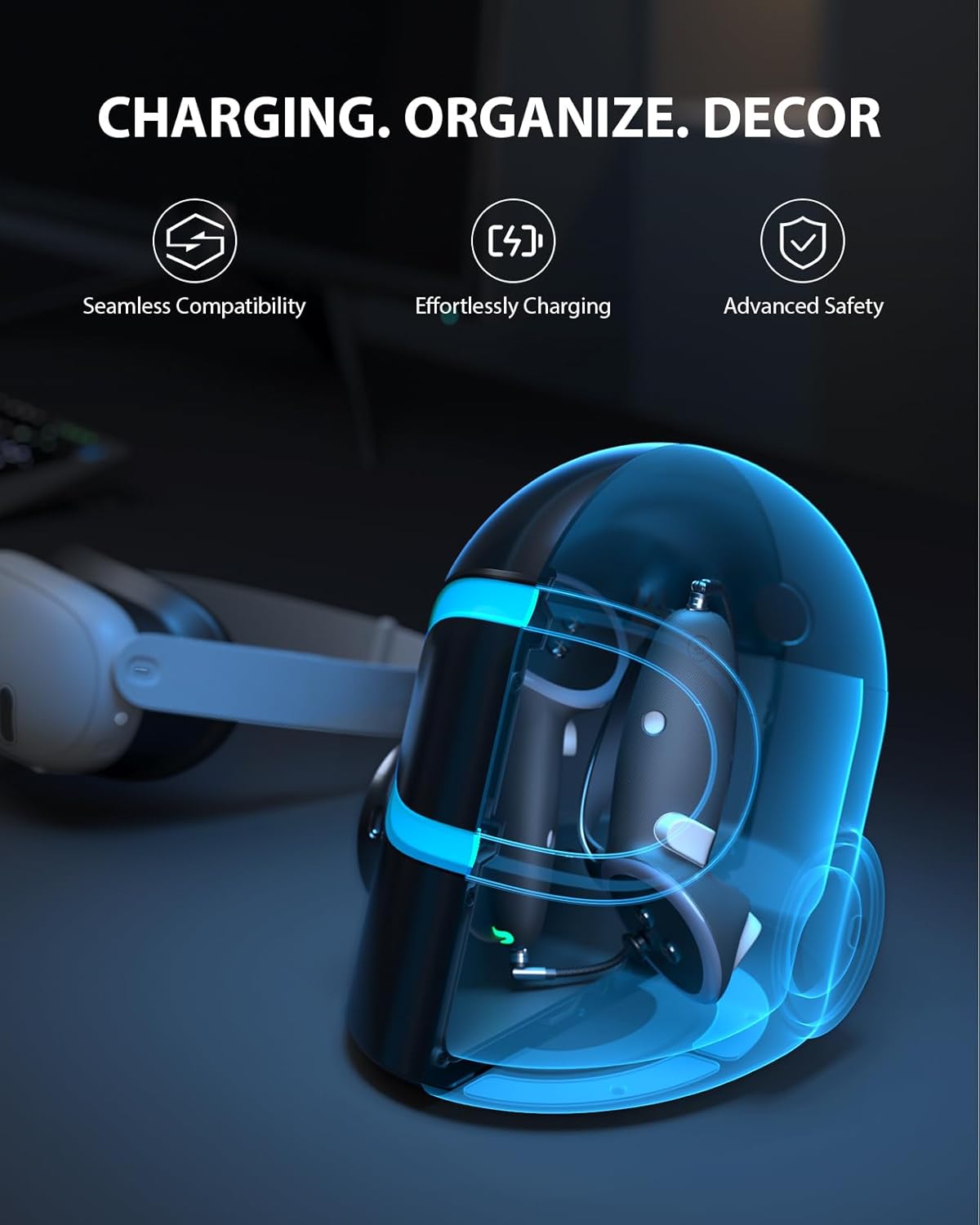 Aubika Rechargeable Controllers Grips for Meta Quest 3S/Quest 3, Oculus Quest 3S/Quest 3 Charging Grips Cover Accessories, with 2 Batteries Replacement, Protector in VR - Image 9