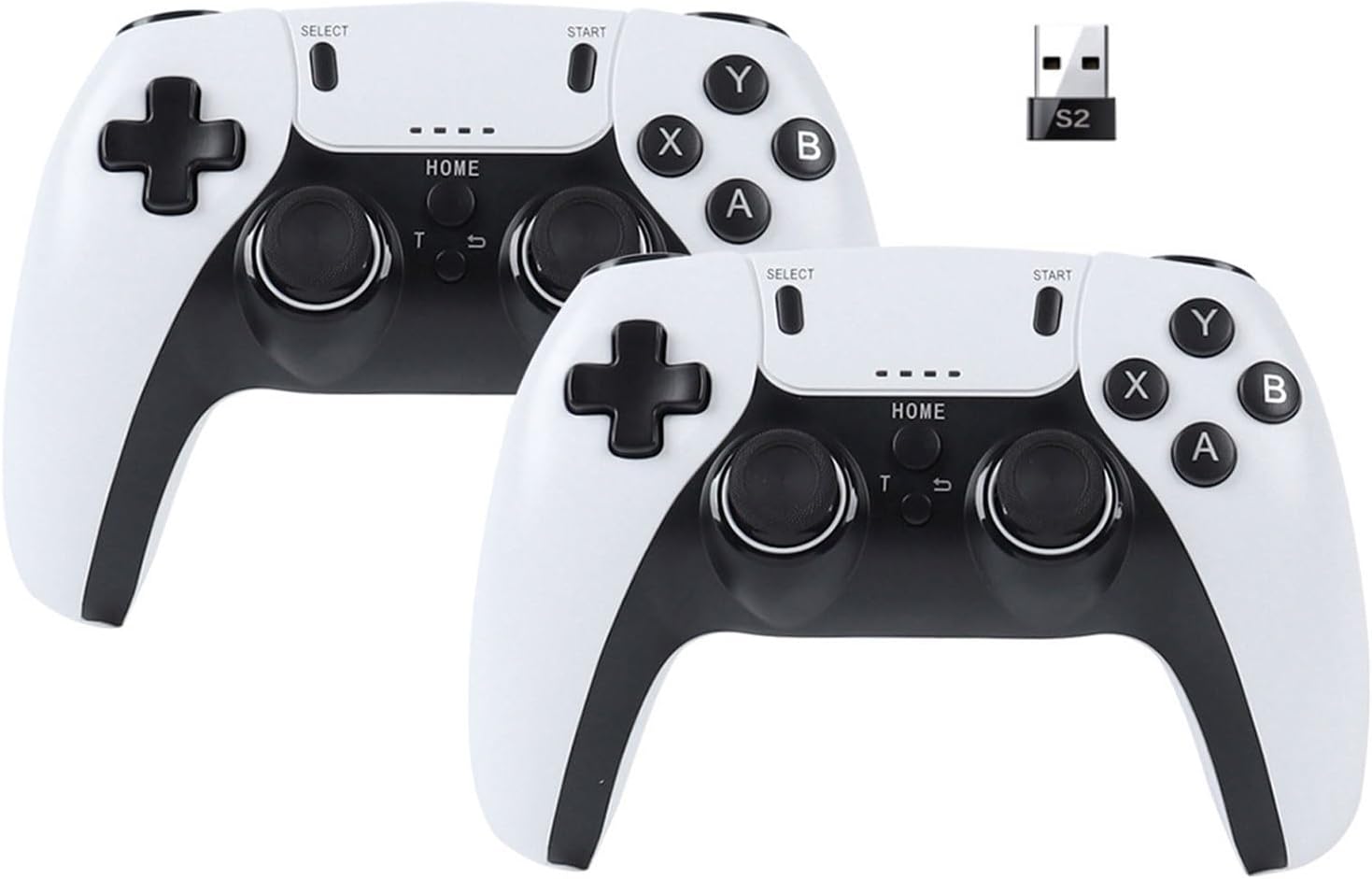 USB Twin Wireless Controller for Retro Game Emulator Gamepad Rechargeable Remote Joystick Joypad for Windows PC,Raspberry Pi,Smart TV/Game Stick/Box, Projector with Emuelec,Batocera,Lakka,RetroArch