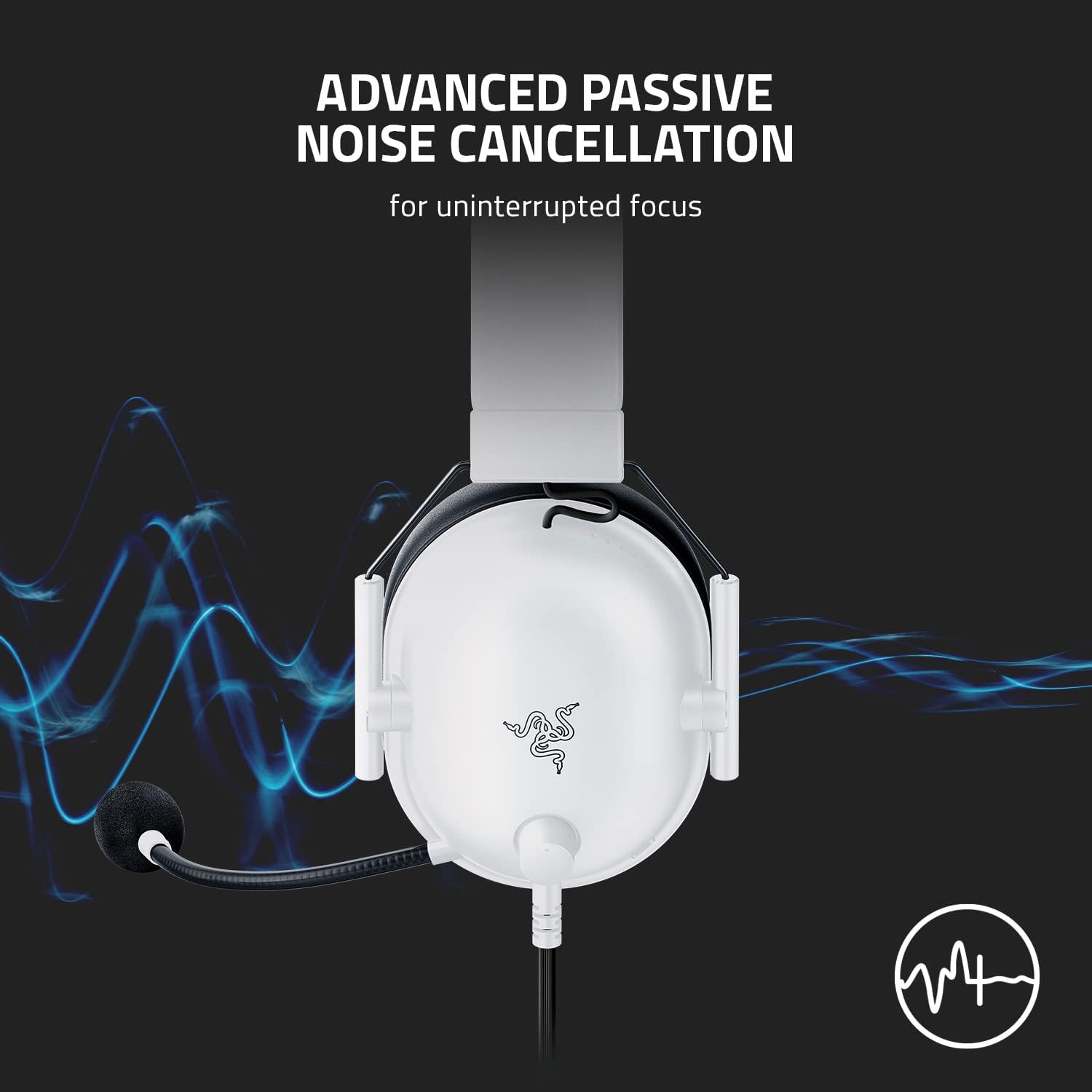 Razer BlackShark V2 X Gaming Headset: 7.1 Surround Sound - 50mm Drivers - Memory Foam Cushion - for PC, Mac, PS4, PS5, Switch - 3.5mm Audio Jack - White - Image 5