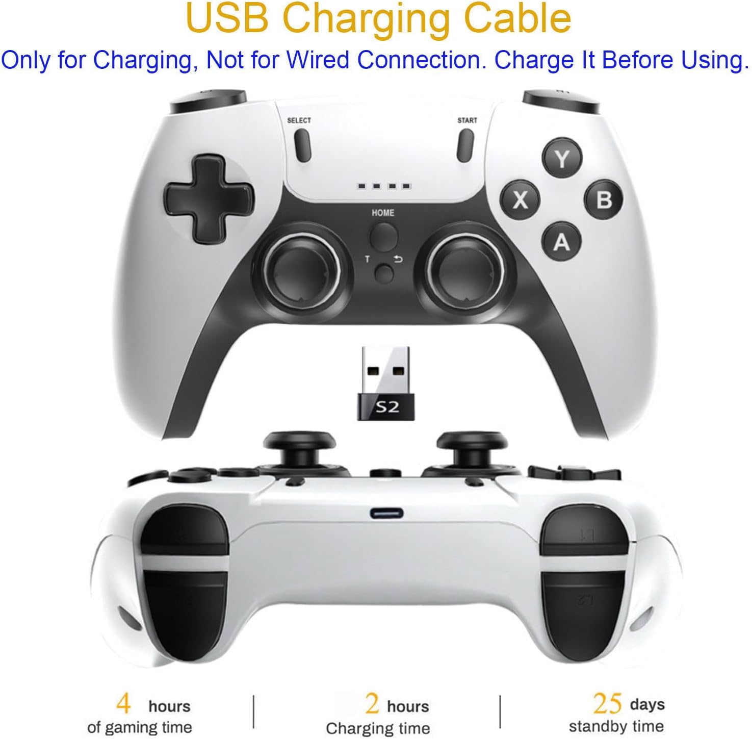 USB Twin Wireless Controller for Retro Game Emulator Gamepad Rechargeable Remote Joystick Joypad for Windows PC,Raspberry Pi,Smart TV/Game Stick/Box, Projector with Emuelec,Batocera,Lakka,RetroArch - Image 3