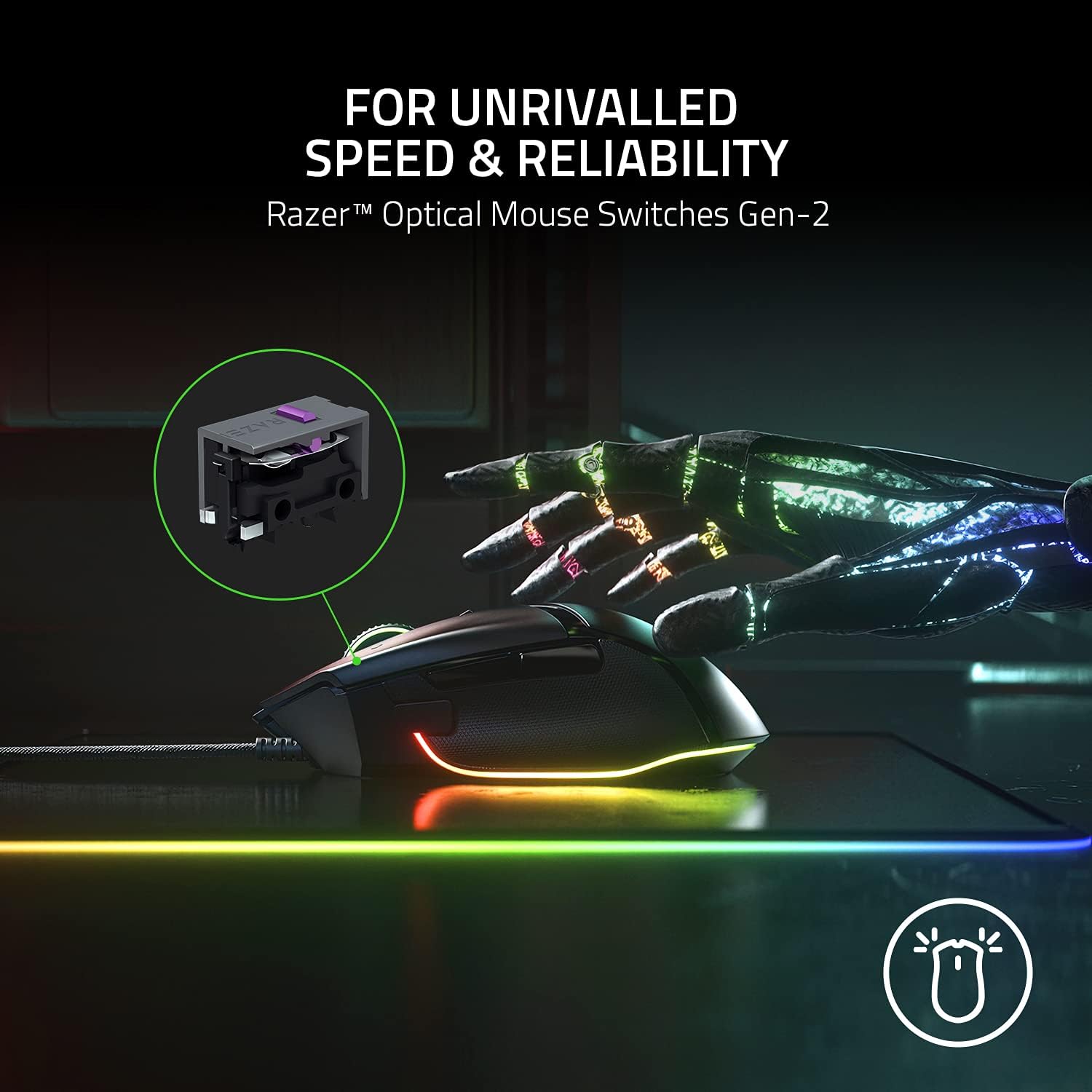 Razer Basilisk V3 Customizable Ergonomic Gaming Mouse: Fastest Gaming Mouse Switch - Chroma RGB Lighting - 26K DPI Optical Sensor - 11 Programmable Buttons - HyperScroll Tilt Wheel - Classic Black - Image 6