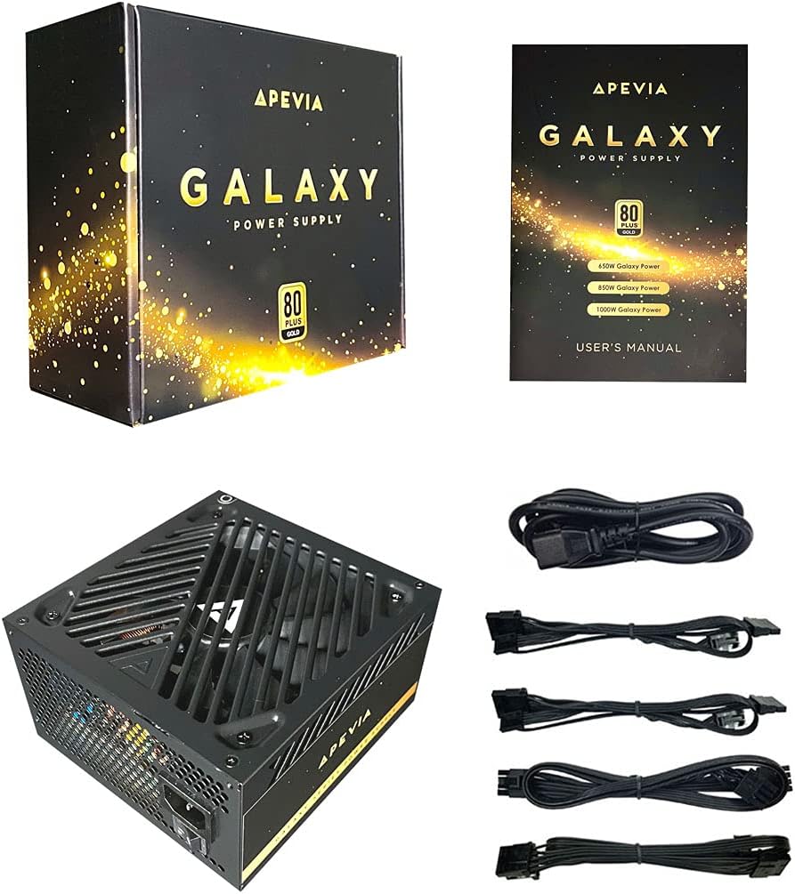 Apevia ATX-GX650W Galaxy 650W 80+ Gold Certified Active PFC ATX Semi-Modular Quiet Gaming Power Supply - Image 4