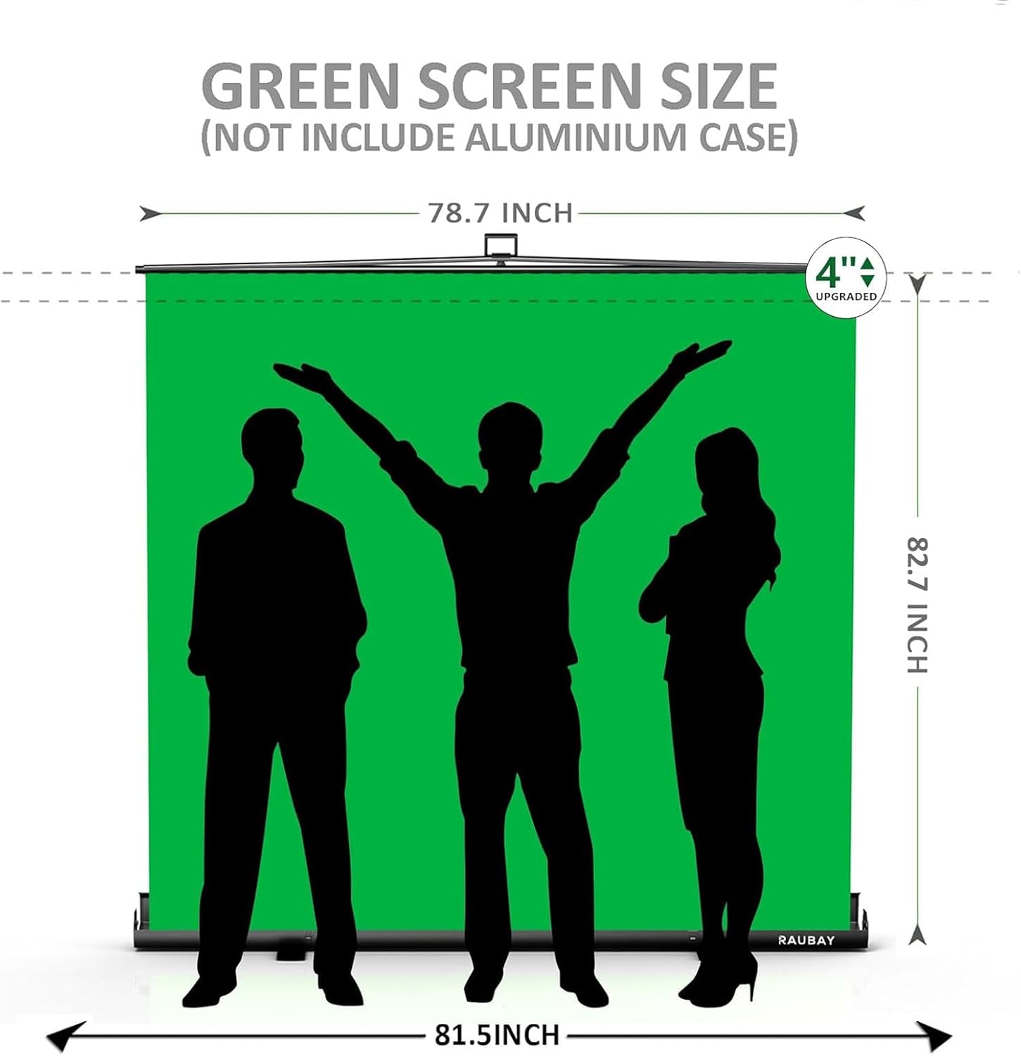 【Wider Style】 RAUBAY 78.7 x 82.7in Large Collapsible Green Screen Backdrop Portable Retractable Chroma Key Panel Photo Background with Stand for Video Conference, Photographic Studio, Streaming - Image 2