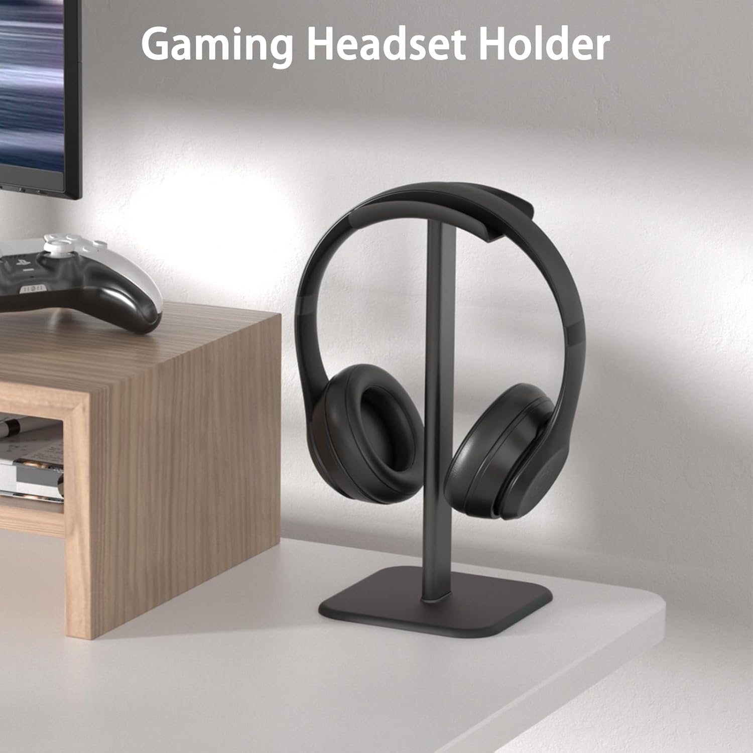 Headphone Stand for Desk - Headset Stand with Aluminum Hanger and Plastic Headrest, Headphone Holder for AirPods Max, Sony, Bose, Beats and More (Black) - Image 5