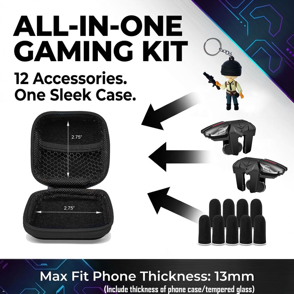 PUBG Mobile Triggers 13 in 1 Combo, 4 Gaming Triggers Mobile Phone Game Controller for PUBG/Knives Out/Call of Duty/Rules of Survival, Aim & Fire Trigger for iPhone & Android Phone (Boy) - Image 2