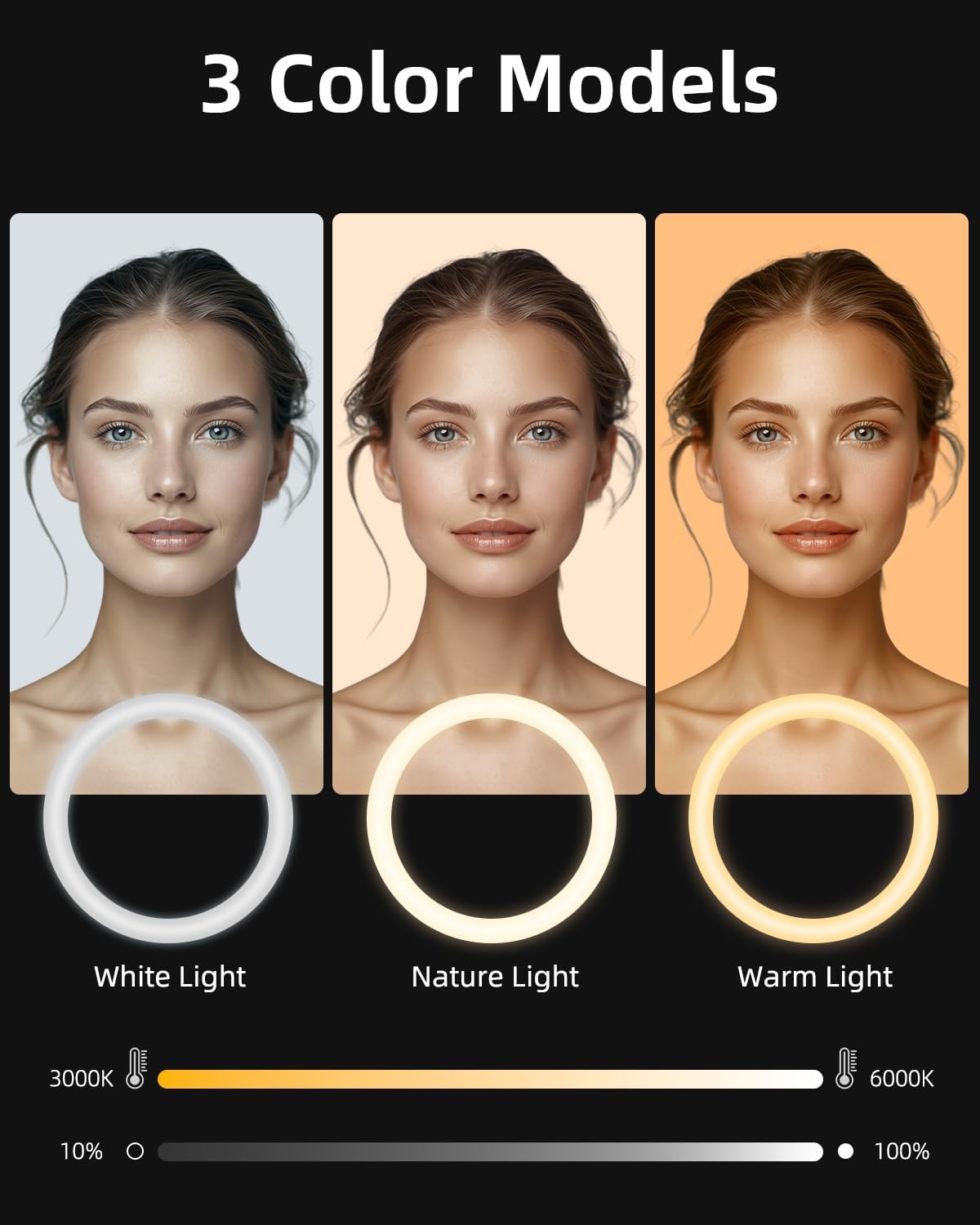 TODI 12" Ring Light with 63" extendable Tripod Stand, Selfie RingLight with Phone Holder and Selfie Remote, 2-in-1 Dimmable LED Ring Light for Makeup, Live Stream, Photography - Image 2