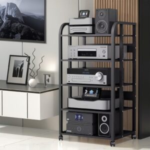 5-Tier Av Media Stand with Wheels, ...
