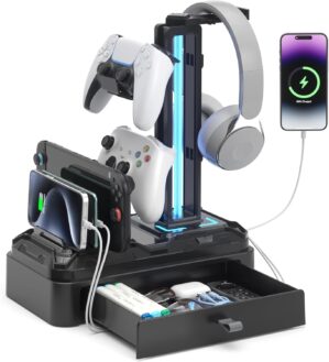 KDD Headphone Stand with USB A&...
