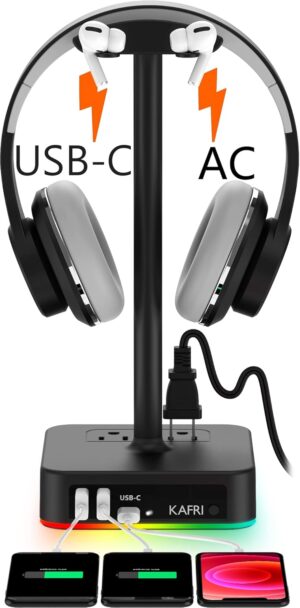 KAFRI RGB Headphone Stand with USB ...