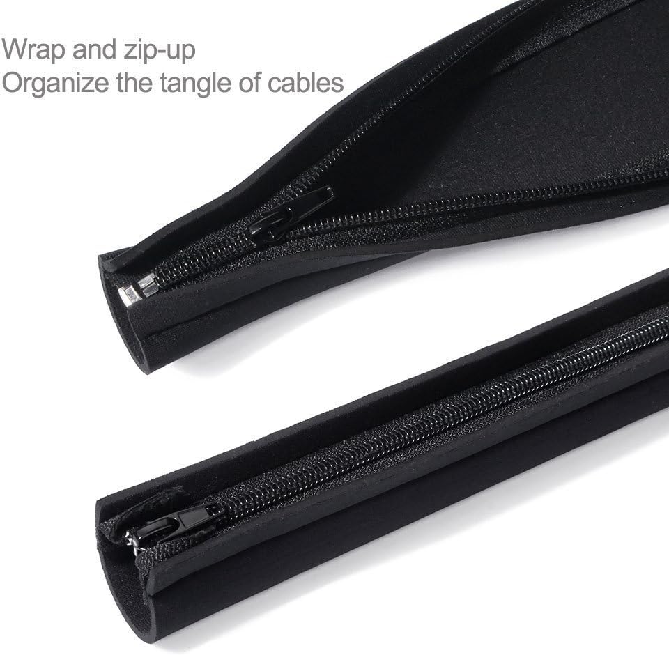 JOTO 4 Pack Cable Management Sleeve, 19-20 Inches Cord Organizer System with Zipper for TV Computer Office Home Entertainment, Flexible Cable Sleeve Wrap Cover Wire Hider System -Black - Image 3