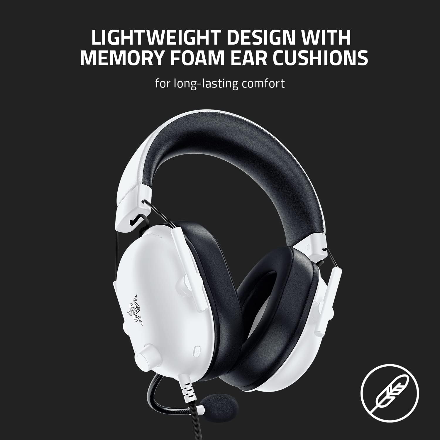 Razer BlackShark V2 X Gaming Headset: 7.1 Surround Sound - 50mm Drivers - Memory Foam Cushion - for PC, Mac, PS4, PS5, Switch - 3.5mm Audio Jack - White - Image 6