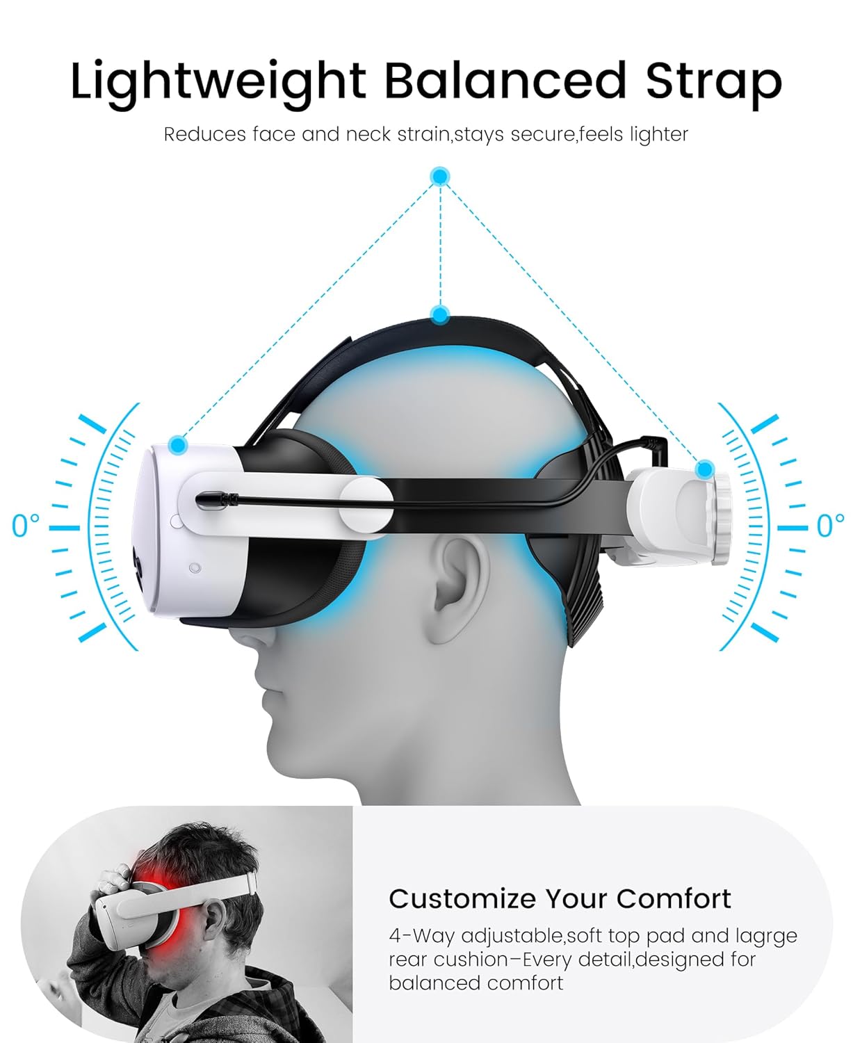 Battery Head Strap Compatible with Oculus Meta Quest 3S/3/2,10000mAh Battery VR Headset Strap Enhanced Support and Comfort, Adjustable Elite Strap Replacement- MV1001 - Image 5