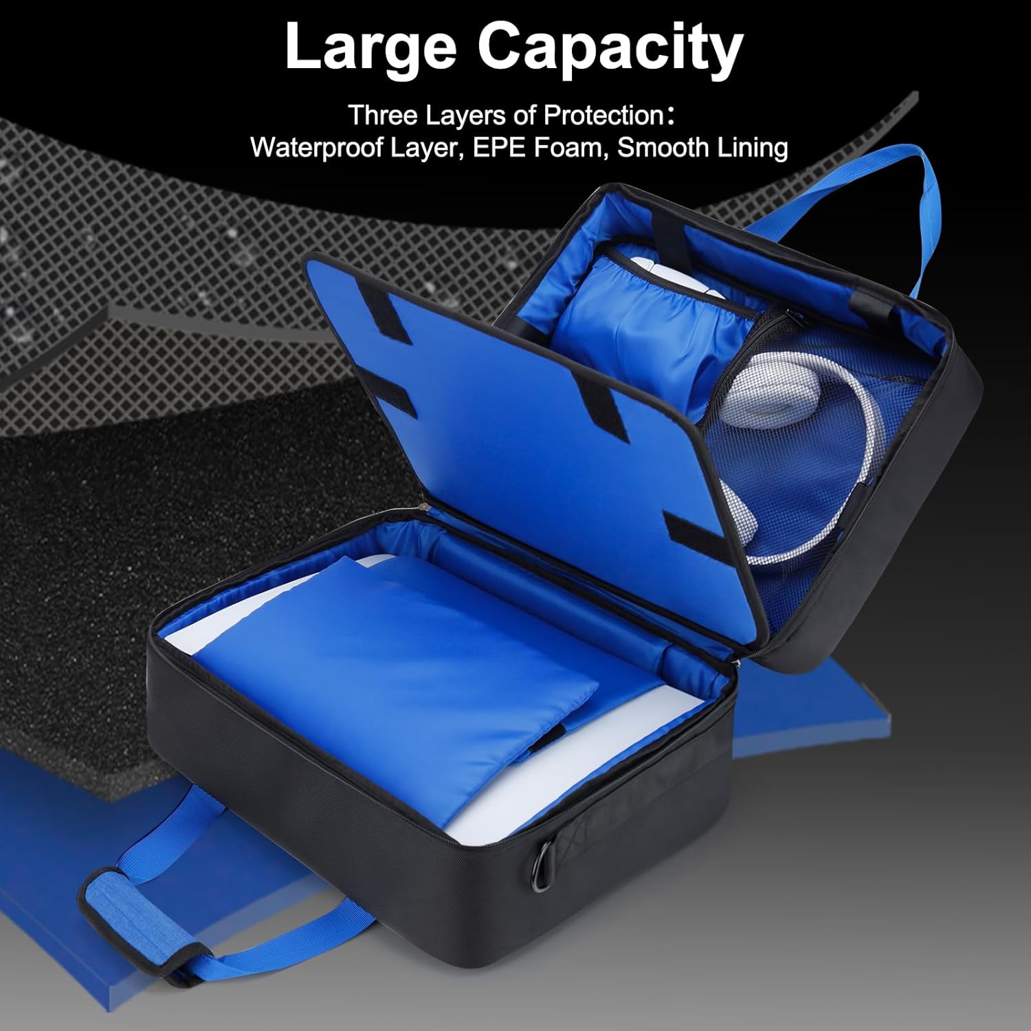 GDNasist Carrying Case Fit for PS5, Travel Thickened Protective Bag Compatible with Playstation 5 Console, Headset, PS5 Controller, Game Discs, and Gaming Accessories - Image 2