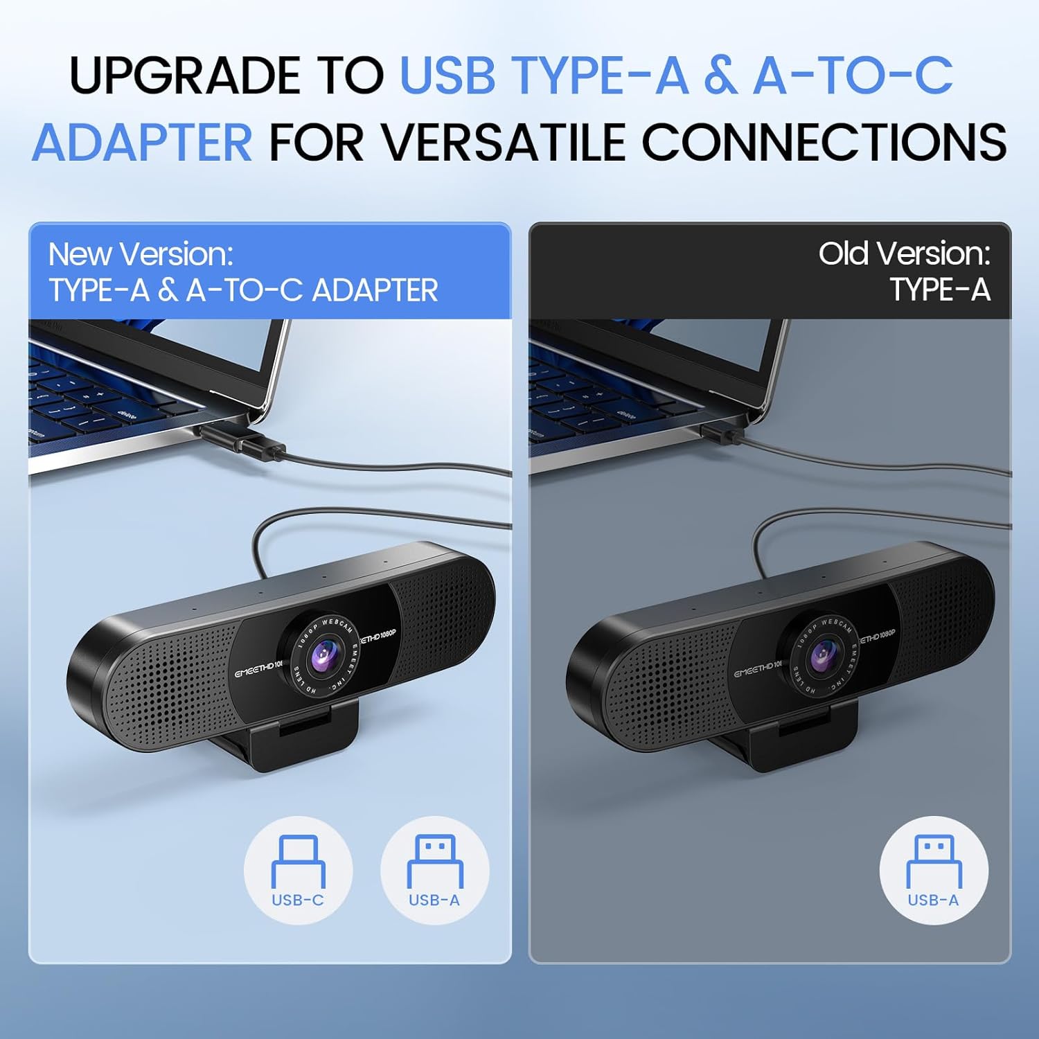 EMEET C960 1080P Webcam with Microphone, 2 Mics, 90° FOV, USB Type-A & A-to-C Adapter, Fixed Focus, Plug&Play Computer Camera for Zoom/Teams/Facetime/YouTube/Google Meet/Switch 2 Camera, 2025 Version - Image 5