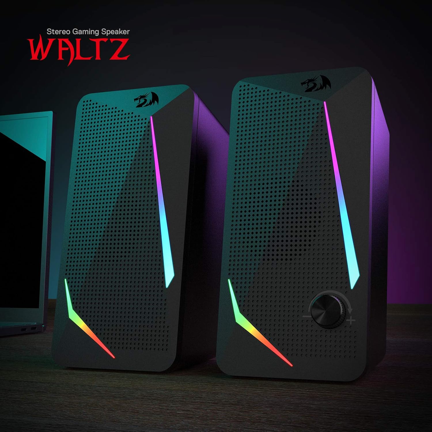 Redragon GS510 RGB Desktop Speakers, 2.0 Channel PC Computer Speaker with 4 Colorful LED Backlight Modes, Enhanced Bass and Easy-Access Volume Control, USB Powered w/ 3.5mm Cable - Image 2