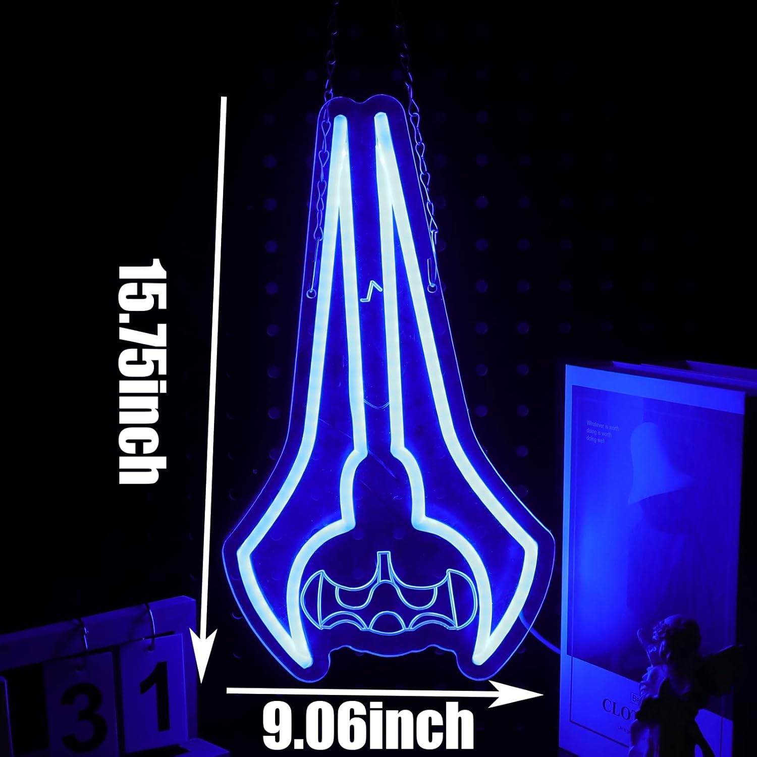 Cool Sci-Fi Energy Blade Neon Sign, Glow Double Blade Neon Light Wall Decor, USB Powered Gaming Neon Lamp for Gamer Room Bedroom Man Cave Teen Boy Space, Unique Novelty Gift for Video Game Lovers Men Boys - Image 5