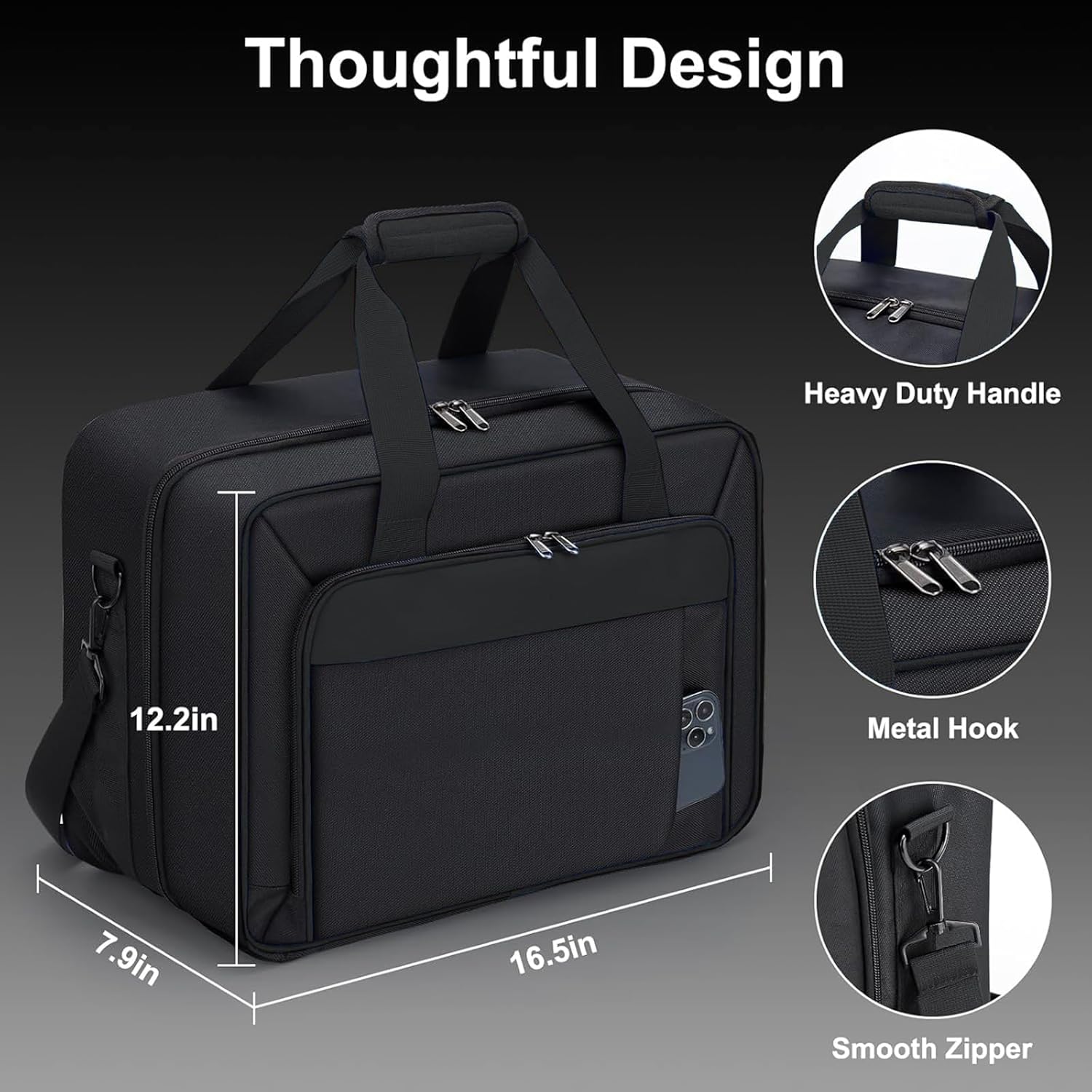 GDNasist Carrying Case Fit for PS5, Travel Thickened Protective Bag Compatible with Playstation 5 Console, Headset, PS5 Controller, Game Discs, and Gaming Accessories, All Black - Image 3
