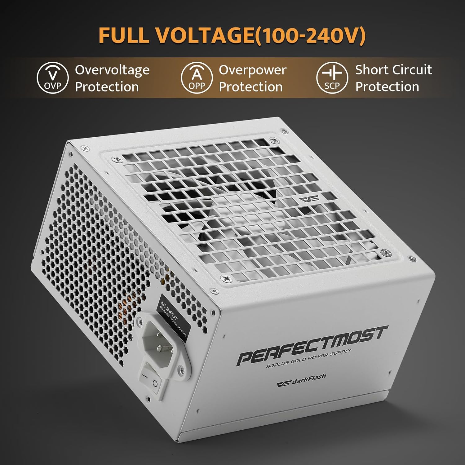 darkFlash PMT Fully Modular Power Supply ATX 3.1& PCIe 5.1 Ready, 2 x 12VHPWR Cable Included, 100% Japanese 105°C Capacitors, 80 Plus Gold Gaming PSU (80+ Gold (ATX 3.1) WT, 850 Watts) - Image 7