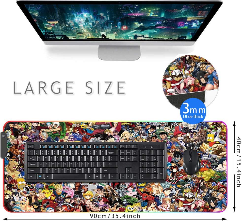 RGB Mouse Pad, Imegny Large Extended Soft Led Mouse Mat with Different Lighting Modes, 900 x 400mm / 35.4 * 15.7Inch (90x40 rgdajihe003) - Image 2