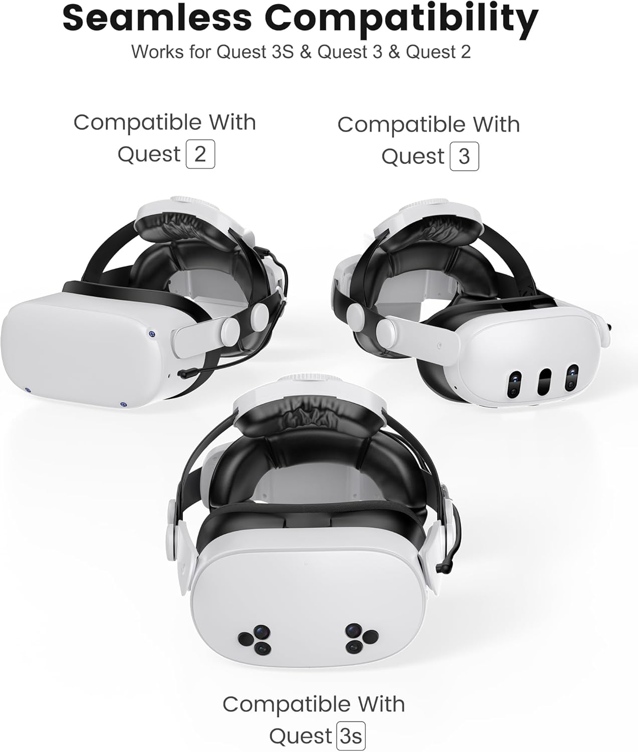 Kawaye for Meta Quest 3S/Quest 2/Quest 3 Head Strap with 7500mAh Hot-Swap Battery Pack, Double Knobs Adjustable VR Headset Strap with Two Large Support Pad Enhanced Support, Reduce Pressure - Image 7