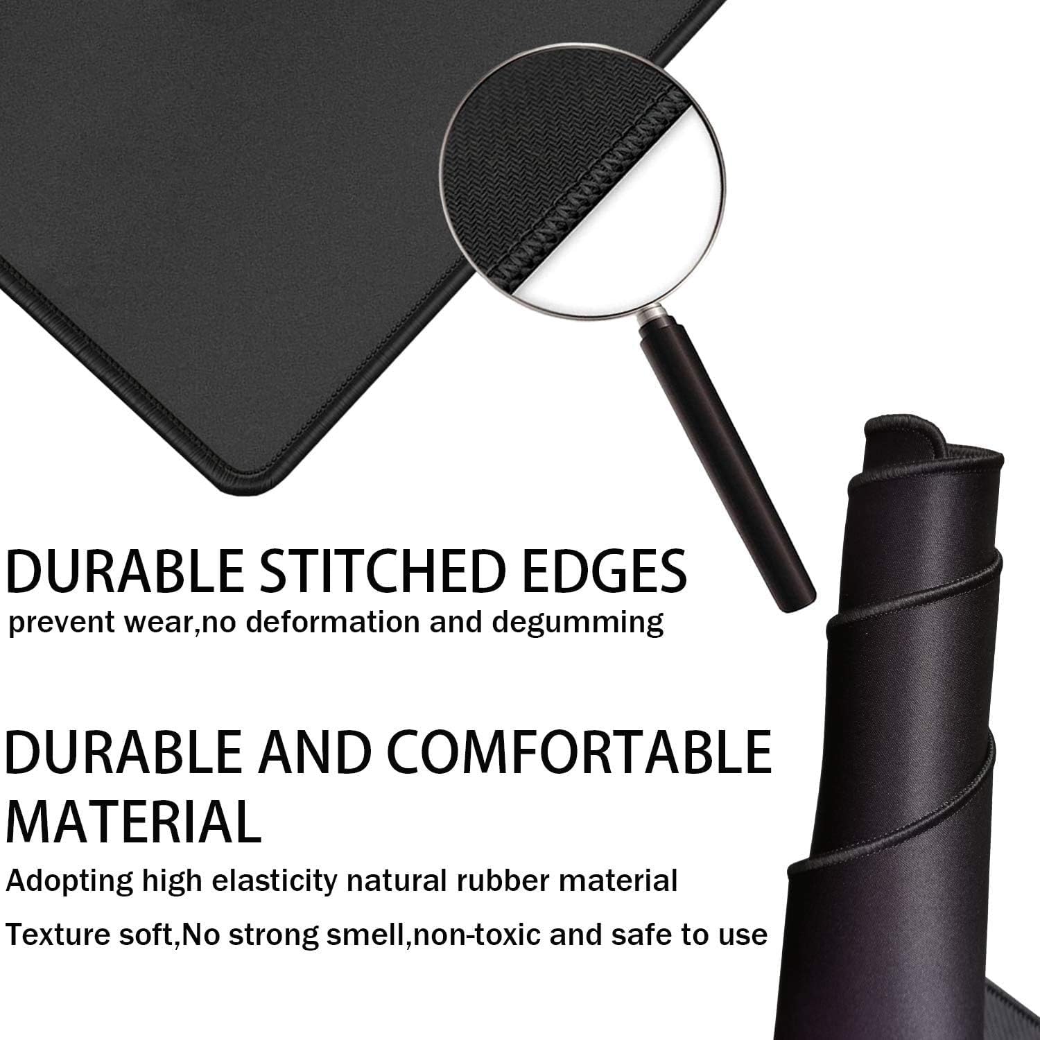 TEDNETGO Large Gaming Mouse Pad, Waterproof Extra Large Big Mouse Pad with Stitched Edge, XXL Non-Slip Black Computer Long Mousepad Desk Mat for Gamer, Office & Home, Black - Image 2
