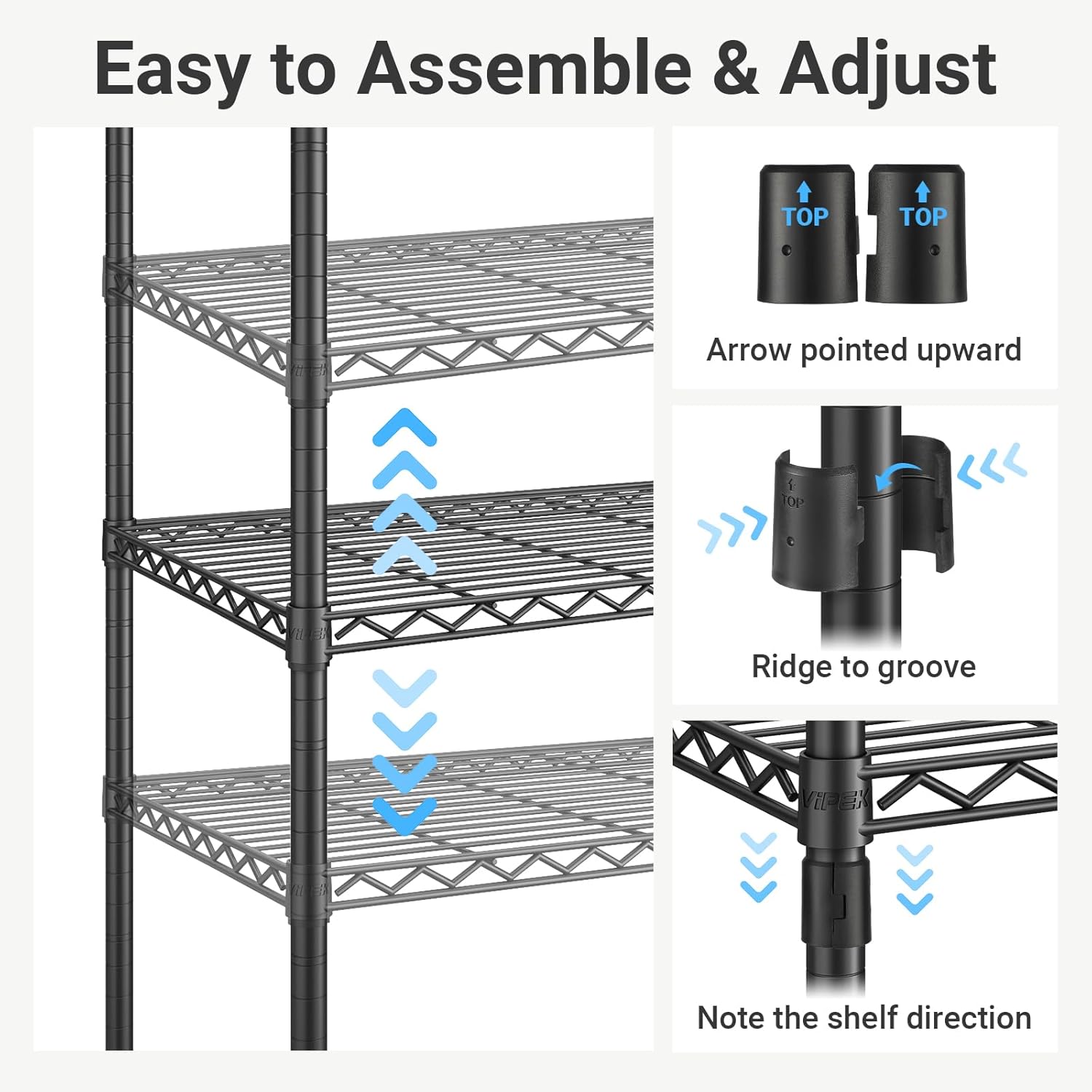 VIPEK V7 Garment Rack for Hanging Clothes Heavy Duty Clothes Rack with Shelves, Portable Closet Racks Metal Clothing Racks 5 Tiers Freestanding Closet Wardrobe System, Max Load 670lbs, Black - Image 7