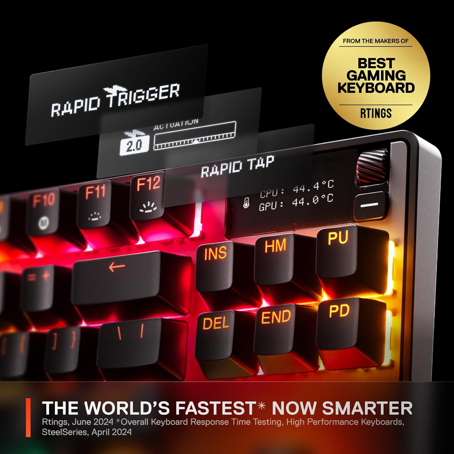 SteelSeries Apex Pro TKL Gen 3 OmniPoint 3.0 HyperMagnetic Switches — Adjustable Actuation — Rapid Trigger — Game-Ready Presets — Protection Mode — Rapid Tap/SOCD — OLED — RGB — PBT Keycaps — USB-C - Image 2