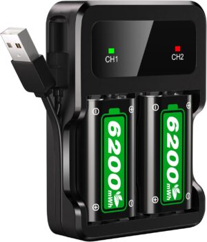 Ukor Fast Charging 2x6200mWh Rechar...