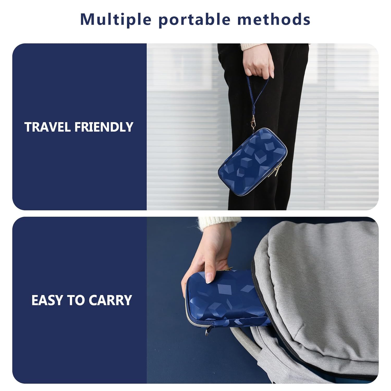Supmay Carrying Case Compatible with WELLST·G Handheld Game for Kids -Preloaded 220 Retro Video Games, Portable Gaming Player Storage Holder Travel Bag with Mesh Pocket for USB Cable, Blue - Image 6