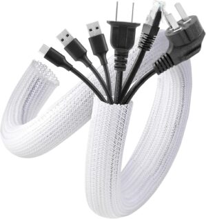 AGPTEK White Cable Sleeve, 2 Pack 5...