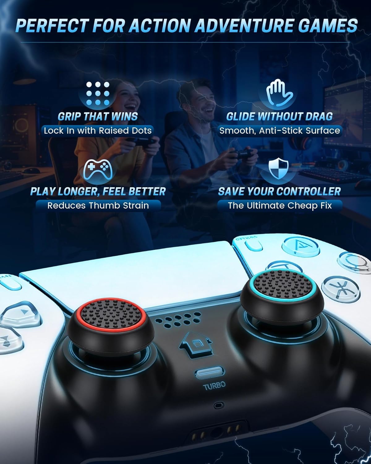 24 PCS Premium Silicone Thumb Grips for PS4/PS5/Xbox Controller, Rainbow Non-Slip Joystick Caps & Thumbstick Grips, Ultimate Comfort & Protection - Image 4