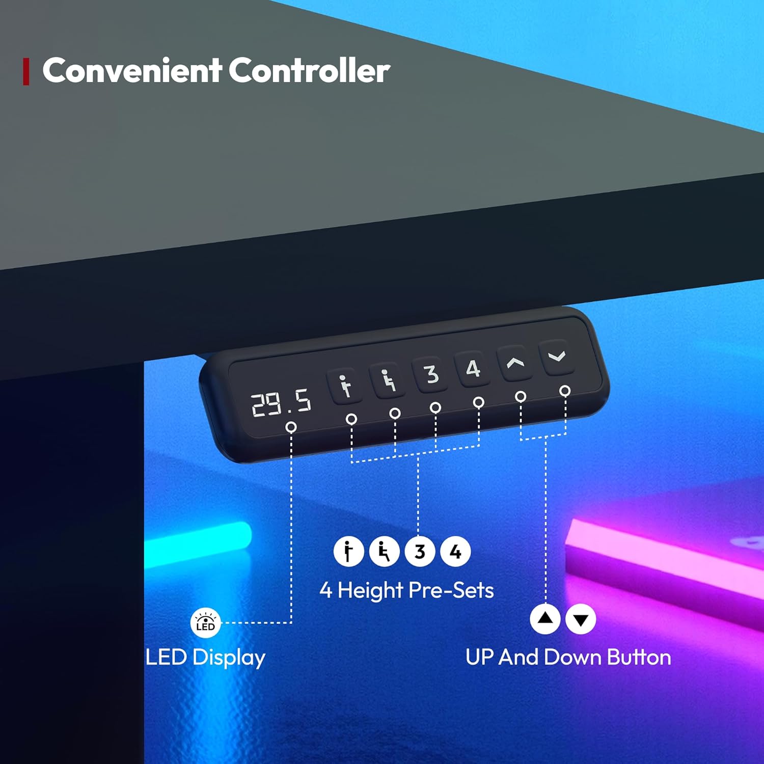 SANODESK L Shaped Standing Desk Adjustable Height, Electric Corner Standing Desk, 71 x 63 inch Sit Stand Computer Table with Splice Board, Black - Image 5