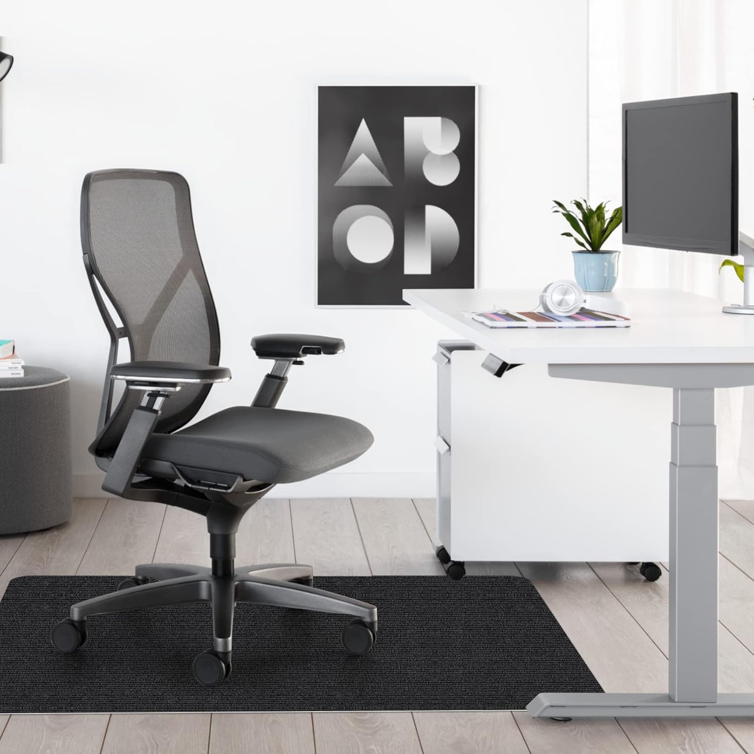 Sycoodeal Office Chair Mat for Hardwood Floor,Office Computer Gaming Chair Mat for Tile Floor,Large Floor Protector Rug,Anti-Slip,Easy to Clean,Pure Black(48"x36") - Image 5