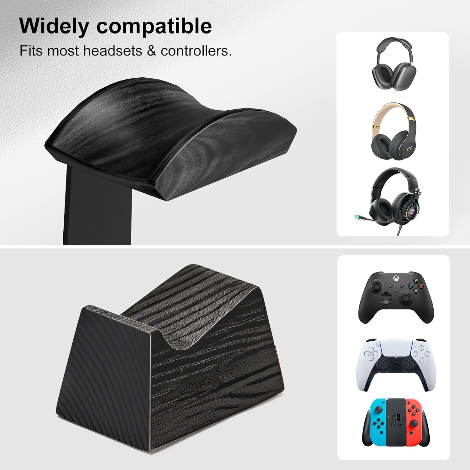 UPERGO Solid Wood Gaming Headset Stand with Controller Holder - Creative Gift for Teens, Boyfriends, Brothers, and Gamers - Desktop Organization and Decoration - Image 4