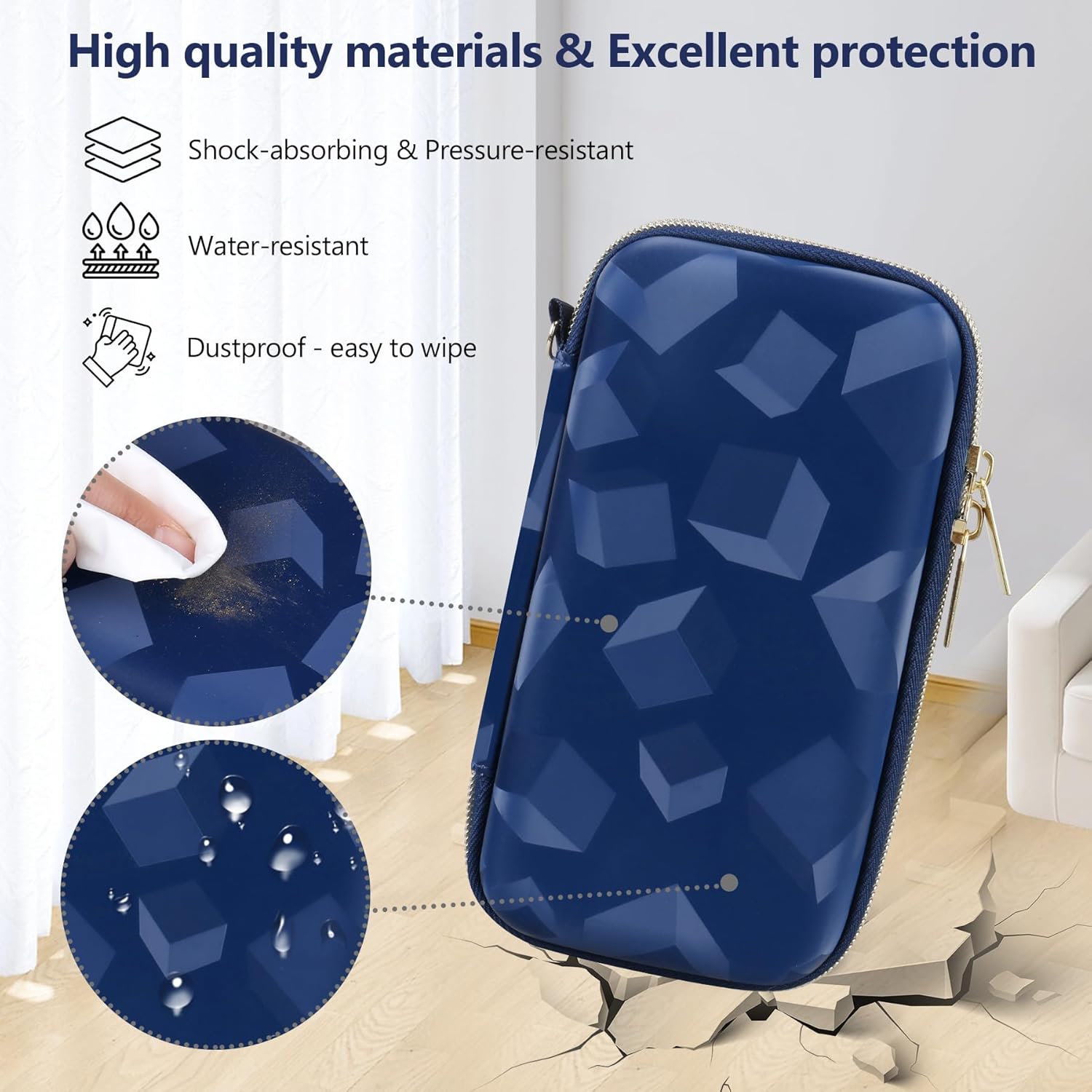 Supmay Carrying Case Compatible with WELLST·G Handheld Game for Kids -Preloaded 220 Retro Video Games, Portable Gaming Player Storage Holder Travel Bag with Mesh Pocket for USB Cable, Blue - Image 5
