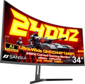 SANSUI 34 Inch 240Hz Ultrawide Curv...