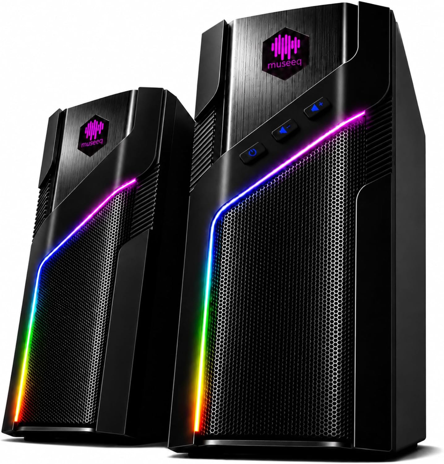 W-206RE RGB Gaming Speakers for PC, Bluetooth & USB Desktop Speakers for Gaming PC and Monitor, Touch Control Stereo Computer Speakers with 21 LED Light Modes