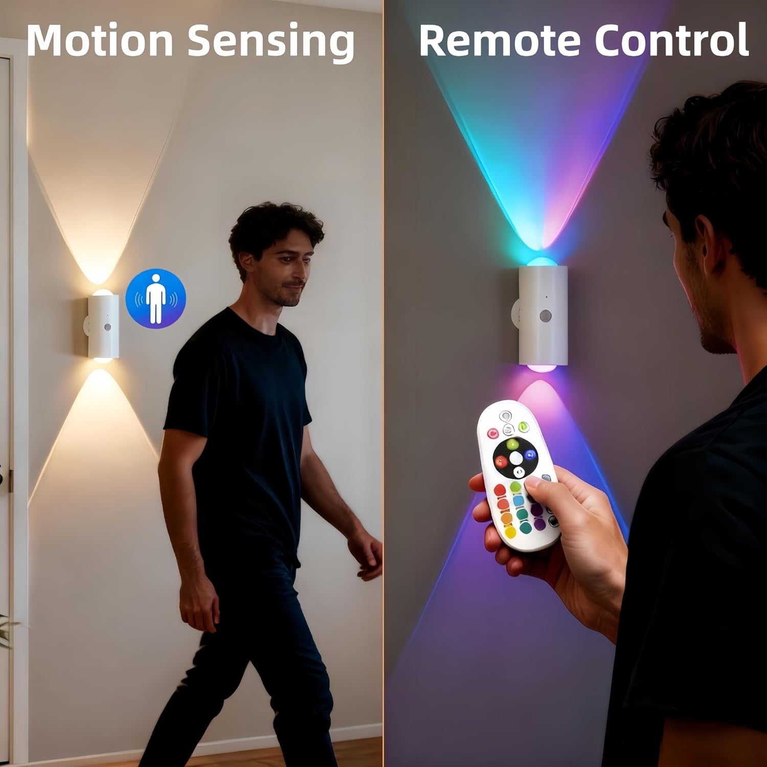 4 Pack Rechargeable Dynamic RGB LED Wall Lamp, Motion-Sensing Step Lights with Remote Control, 1200mAh Battery, Dimmable, Magnetic Mount for Staircase, Hallway, Bedroom, Kitchen, Bar - Image 5
