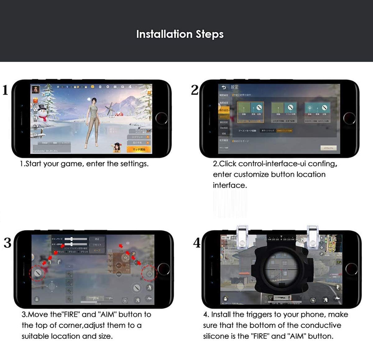 Newseego for Mobile Game Controllers, Phone Triggers for Mobile Phone, Sensitive Controller Joysticks Aim & Fire Trigger Keys for Rules of Survival (1 Pair Mobile Triggers) - Image 7